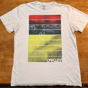 Oakley Men's White Tee with Multicolor Graphic